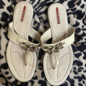 CREAM WHITE PRADA SANDALS SIZE 37 1/2